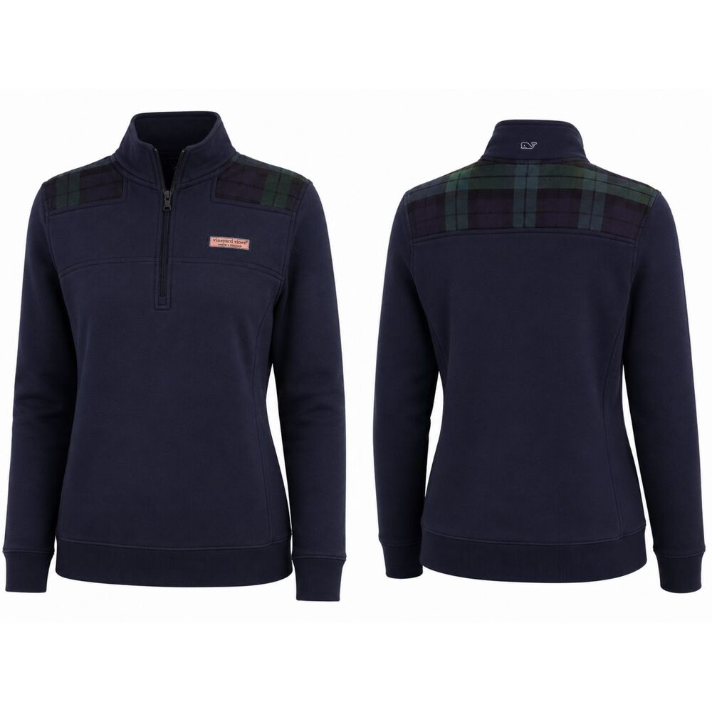 Vineyard Vines Blackwatch Plaid Quarter Zip Pullover Sweatshirt Women’s Small